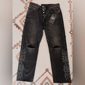 Levi’s Women’s 501 Original Cropped Studded Denim